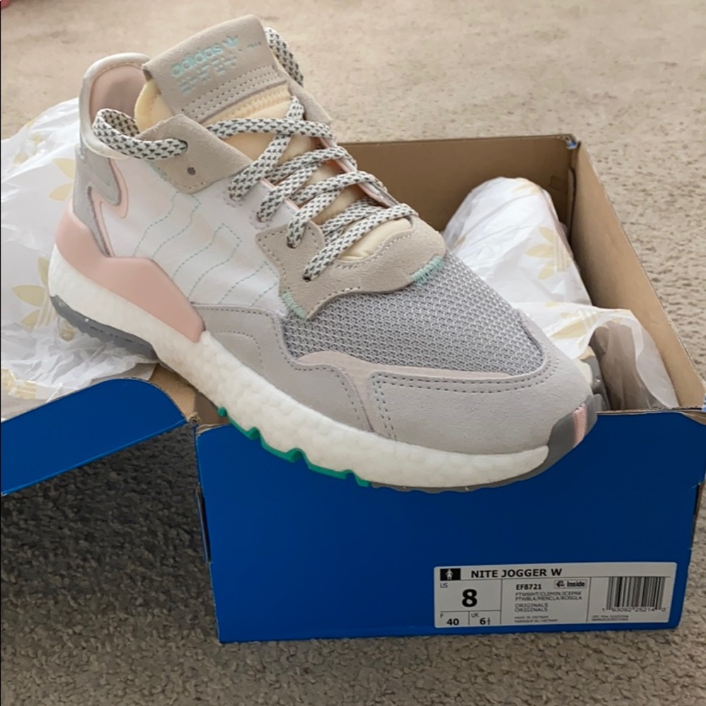 Adidas Nite Jogger White/Ice Pink Size 8